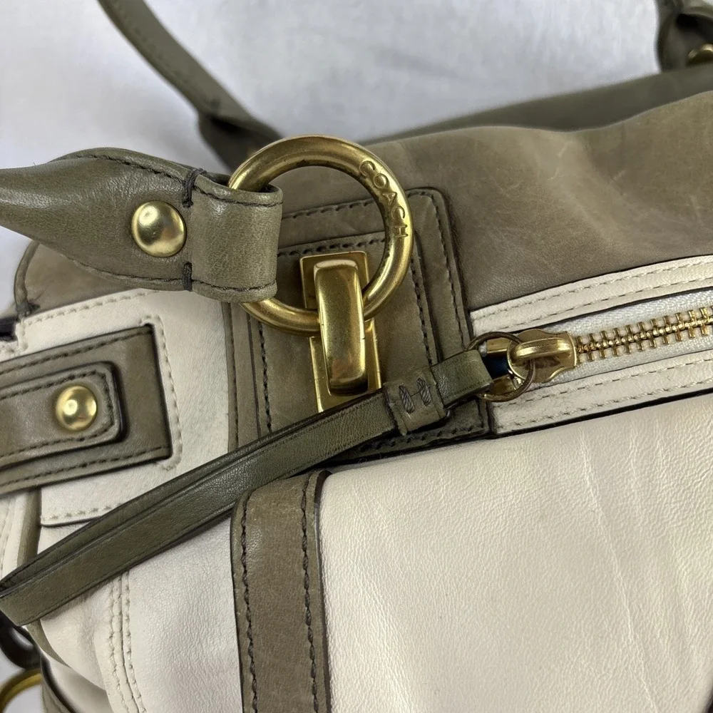 COACH Legacy Army Green White Leather penelope spectator bag 13165